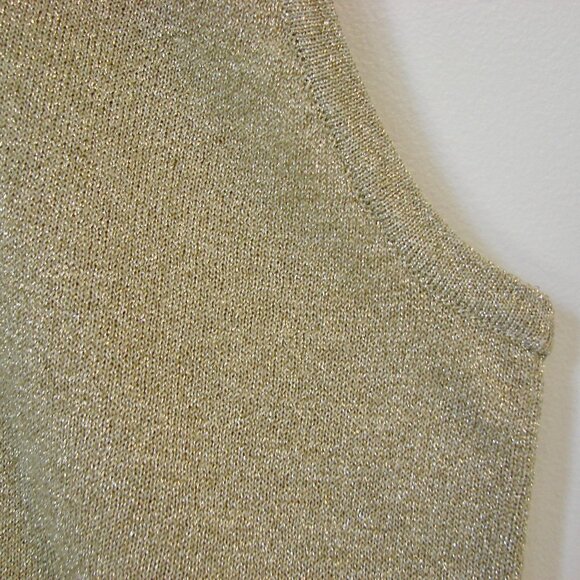 Vintage Gold Metallic Knit Sleeveless Tank Top Party Beta's Choice Size Large - Picture 12 of 12